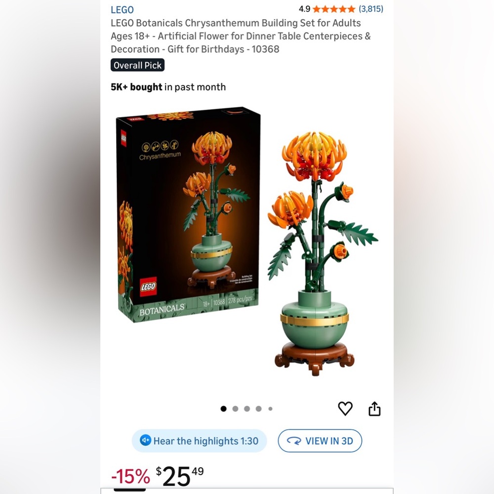 Lego chrysanthemum set